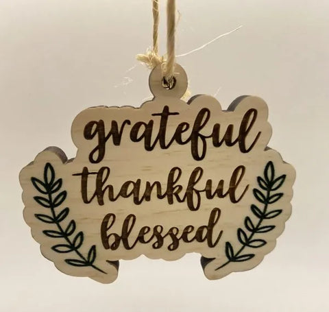 “Grateful, Thankful, Blessed” Christmas Ornaments