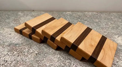 Hardwood Maple & Walnut Coasters (4-Pack)