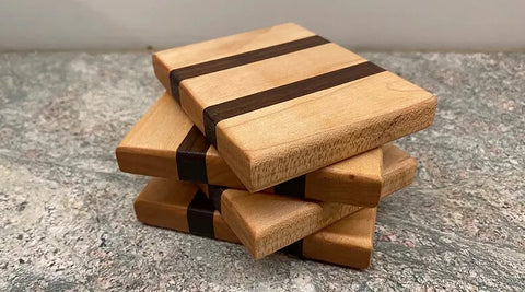 Hardwood Maple & Walnut Coasters (4-Pack)