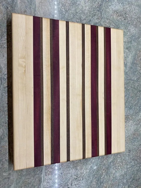 Maple, Walnut & Purple Heart Butcher Block