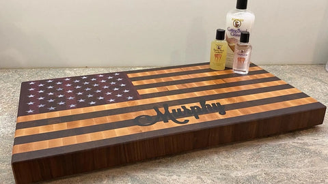 “It’s America” - American Flag Cutting Board