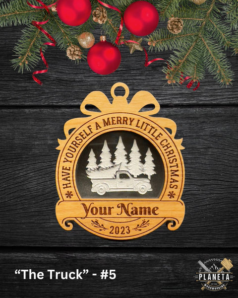 "Rollin' Through the Snow" - Personalized Christmas Ornament